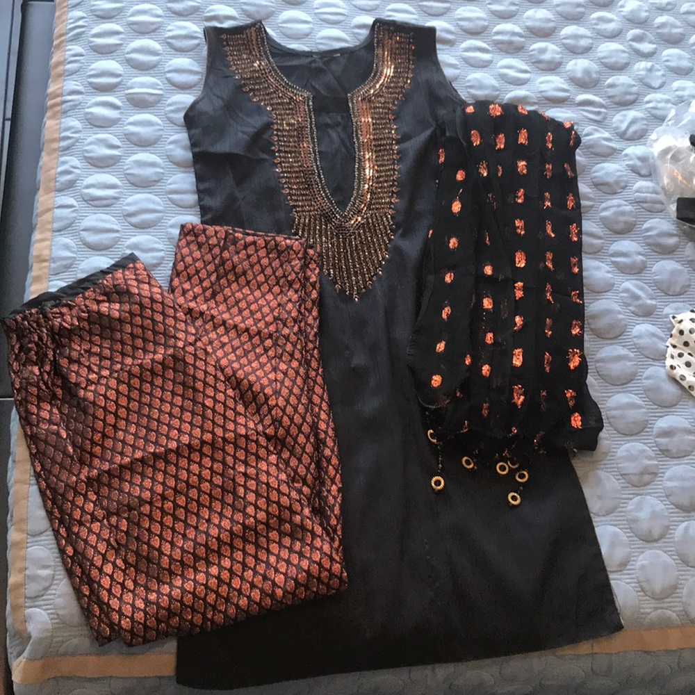 Black and orange dress